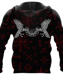 Raven With Vegvisir Symbol Viking Hoodie