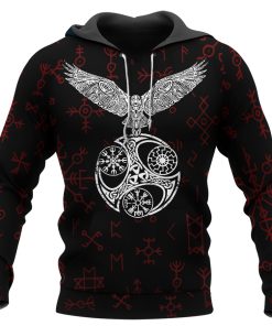 Raven With Vegvisir Symbol Viking Hoodie