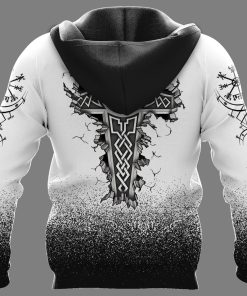 Back Viking Hoodie Odin Raven And Hammer Art