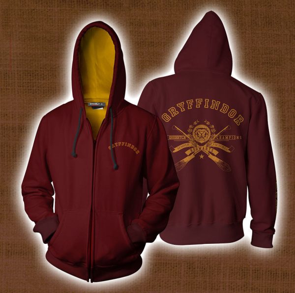 Quidditch Champion Gryffindor Team Harry Potter Zip Up Hoodie