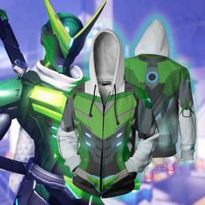 Overwatch Cosplay Genji Sentai Skin Zip Up Hoodie Jacket