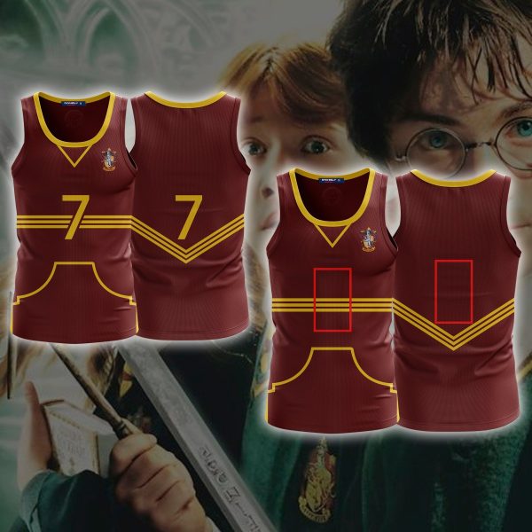 Harry Potter The Gryffindor Quidditch Team (Customized Number) 3D Tank Top