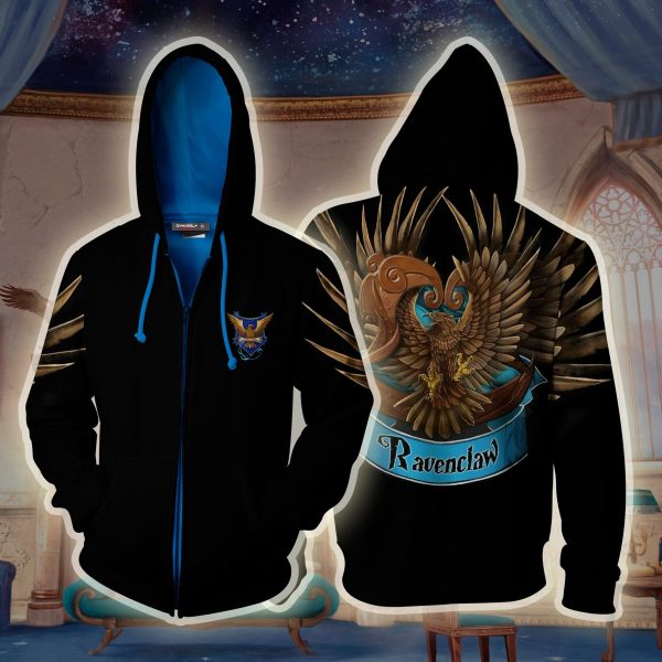 Ravenclaw Hogwarts Harry Potter 3D Zip Up Hoodie