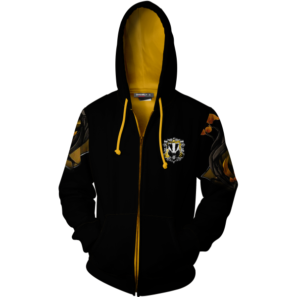 Hufflepuff Hogwarts Harry Potter 3D Zip Up Hoodie