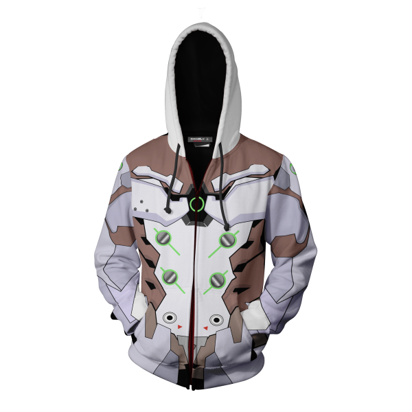 Overwatch Cosplay Genji Chrome Skin Zip Up Hoodie Jacket