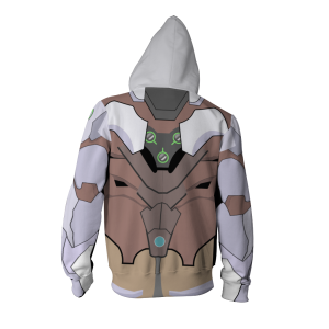 Overwatch Cosplay Genji Chrome Skin Zip Up Hoodie Jacket