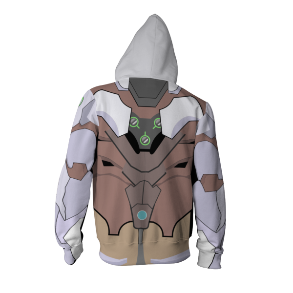 Overwatch Cosplay Genji Chrome Skin Zip Up Hoodie Jacket