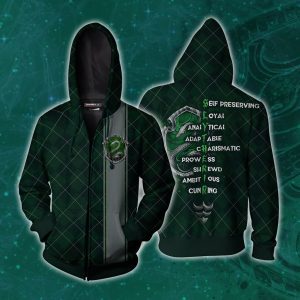 Slytherin Hogwarts House Harry Potter Zip Up Hoodie