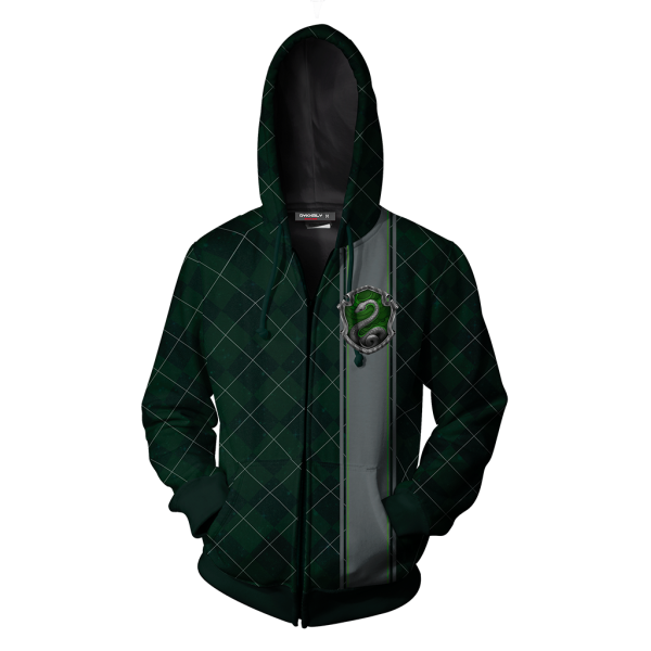 Slytherin Hogwarts House Harry Potter Zip Up Hoodie