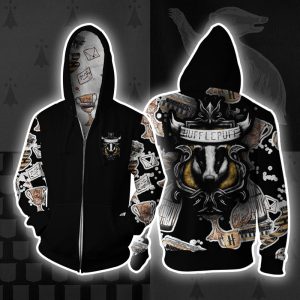 The Hufflepuff Badger Harry Potter New Collection Zip Up Hoodie