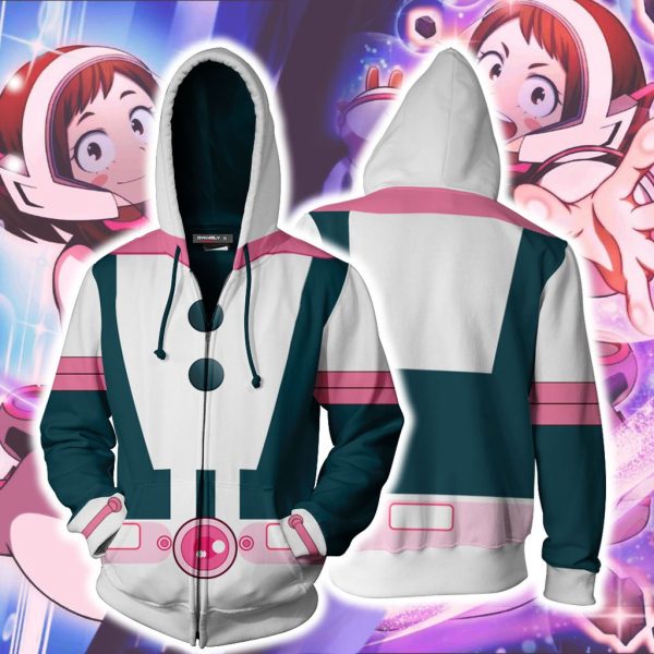 Boku No Hero Academia Ochako Uraraka Cosplay Zip Up Hoodie Jacket