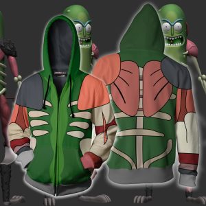 Rick And Morty Pickle Rick Cosplay Zip Up Hoodie Jacket