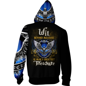 Wit Beyond Measure Is Man's Greatest Treasure Ravenclaw Harry Potter Zip Up Hoodie