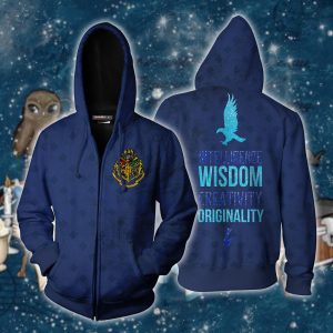 Intelligence Wisdom Creativity Originality Ravenclaw Harry Potter Zip Up Hoodie