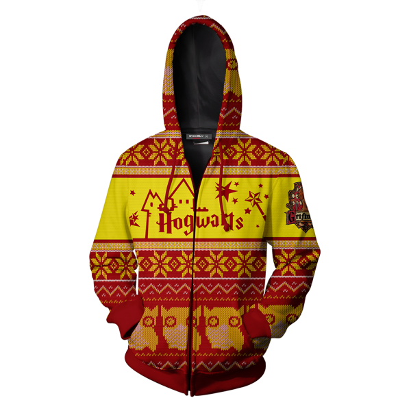 Gryffindor Harry Potter Ugly Christmas Zip Up Hoodie