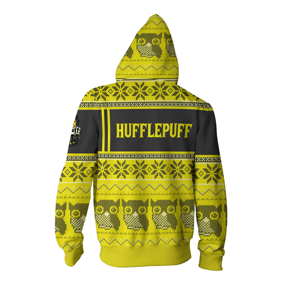 Hufflepuff Harry Potter Ugly Christmas Zip Up Hoodie