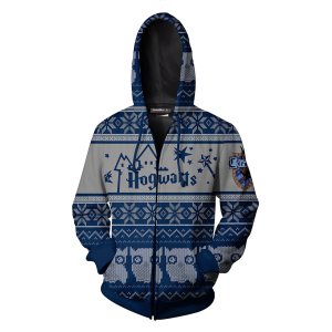 Ravenclaw Harry Potter Ugly Christmas Zip Up Hoodie