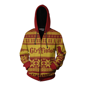 The Gryffindor Lion Harry Potter Ugly Christmas Zip Up Hoodie