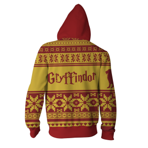 The Gryffindor Lion Harry Potter Ugly Christmas Zip Up Hoodie