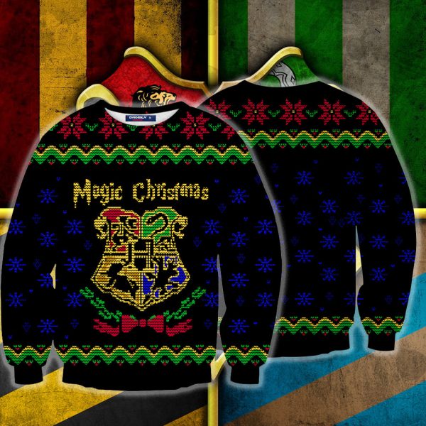 Magic Christmas Hogwarts Logo Harry Potter Ugly Christmas 3D Sweater