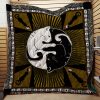 Black And White Silhouette Cats Yin Yang 3D Quilt Blanket