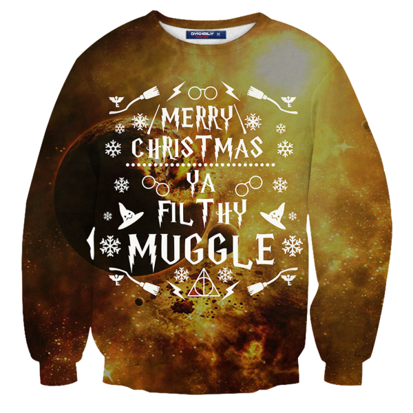 Hufflepuff Merry Christmas Ya Filthy Muggle Harry Potter 3D Sweater