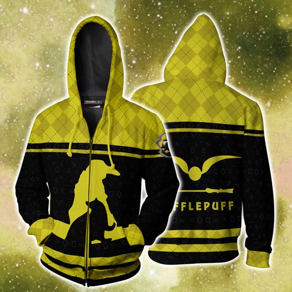 Hufflepuff Quidditch Team Harry Potter New Collection Zip Up Hoodie