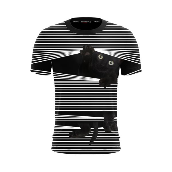 Black Cat Striped 3D T-shirt