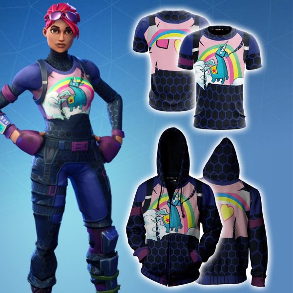 Fortnite Brite Bomber Skin Cosplay Zip Up Hoodie Jacket