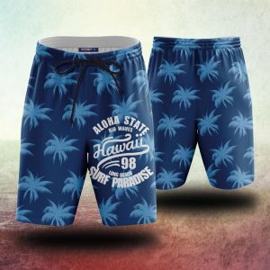 Aloha State Big Waves Hawaii 98 Long Beach Surf Paradise Summer Vacation Beach Short