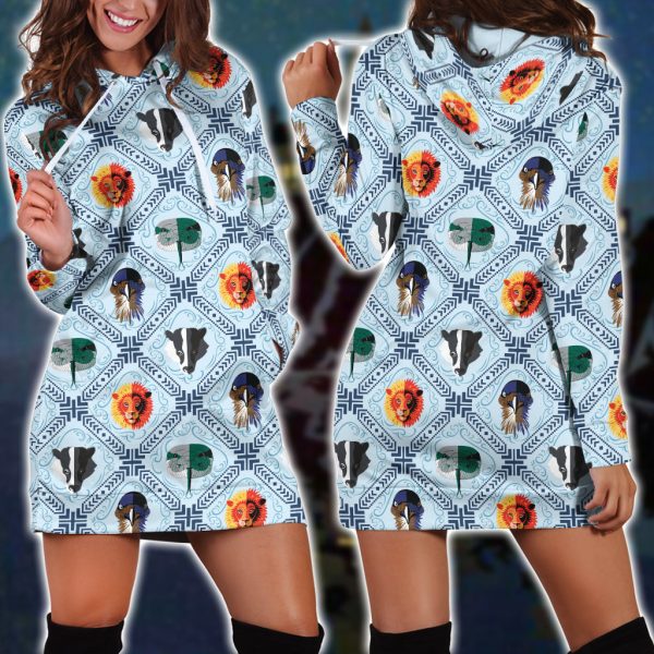 Four House Hogwarts Symbol Seamless Harry Potter 3D Hoodie Dress