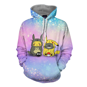 Pikachu Cosplay Totoro & Totoro Cosplay Pikachu 3D Hoodie