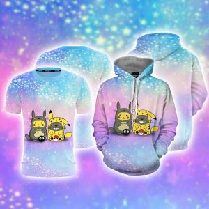 Pikachu Cosplay Totoro & Totoro Cosplay Pikachu 3D Hoodie