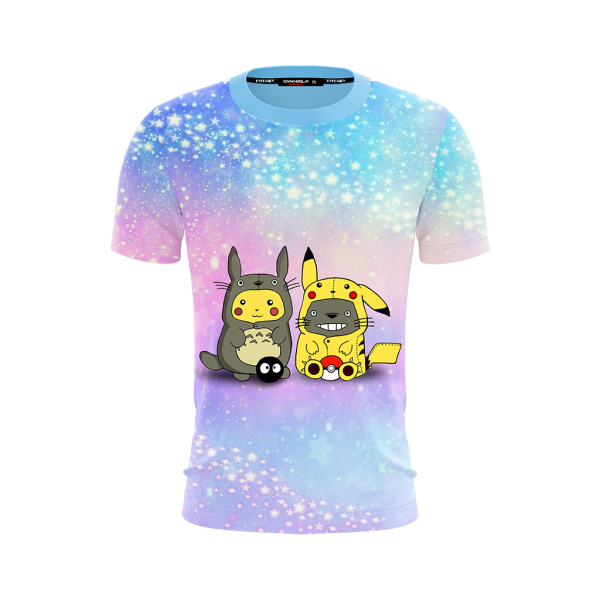 Pikachu Cosplay Totoro & Totoro Cosplay Pikachu Unisex 3D T-shirt