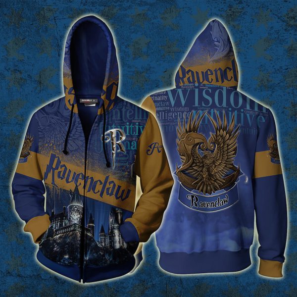 Hogwarts Castle Ravenclaw House Harry Potter Zip Up Hoodie