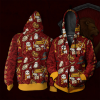 Hogwarts Gryffindor House Pattern Harry Potter Zip Up Hoodie