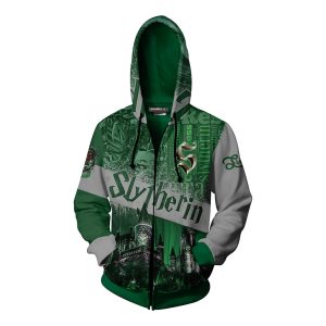 Hogwarts Castle Slytherin House Harry Potter Zip Up Hoodie