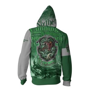 Hogwarts Castle Slytherin House Harry Potter Zip Up Hoodie