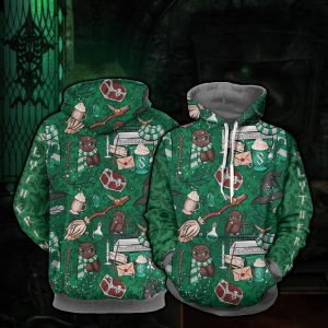 Hogwarts Slytherin House Pattern Harry Potter 3D Hoodie