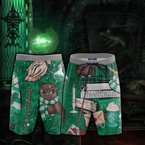 Hogwarts Slytherin House Pattern Harry Potter Beach Short