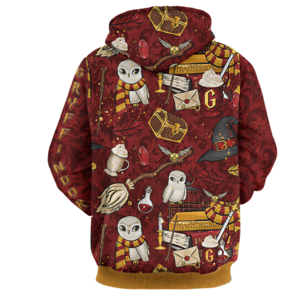 Hogwarts Gryffindor House Pattern Harry Potter 3D Hoodie