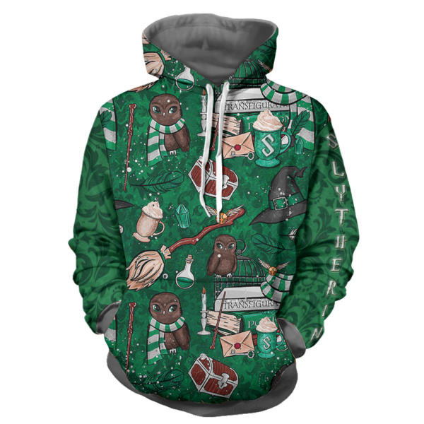 Hogwarts Slytherin House Pattern Harry Potter 3D Hoodie