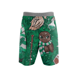 Hogwarts Slytherin House Pattern Harry Potter Beach Short