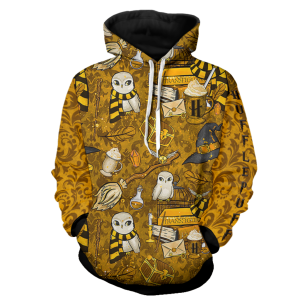 Hogwarts Hufflepuff House Pattern Harry Potter 3D Hoodie