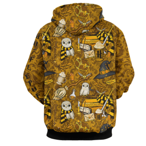 Hogwarts Hufflepuff House Pattern Harry Potter 3D Hoodie