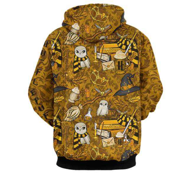 Hogwarts Hufflepuff House Pattern Harry Potter 3D Hoodie