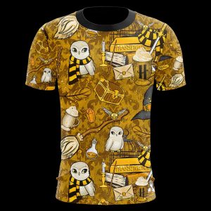 Hogwarts Hufflepuff House Pattern Harry Potter Unisex 3D T-shirt