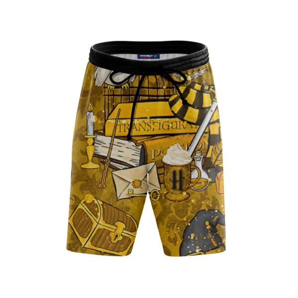 Hogwarts Hufflepuff House Pattern Harry Potter Beach Short