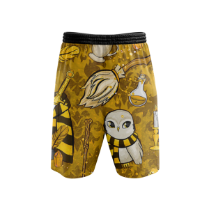 Hogwarts Hufflepuff House Pattern Harry Potter Beach Short