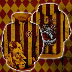 Striped Gryffindor Harry Potter 3D Hoodie